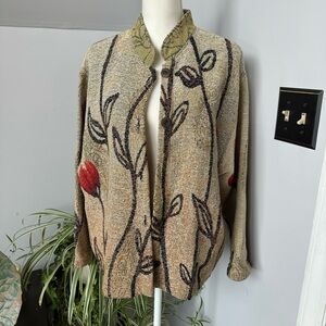 Vintage 90s Tapestry Jacket Floral Paisley Pattern Sugar‎ Street Weavers Large